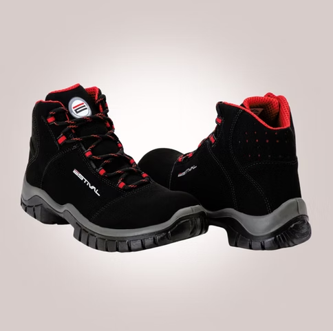 Bota em Microfibra - Preto e Vermelho - Estival- CA 44558 Bota em Microfibra - Preto e Vermelho - Estival- CA 44558