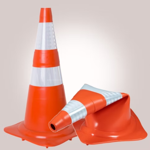 Cone de Sinalização Pvc Flexível 75CM - Laranja e Branco Cone de Sinalização Pvc Flexível 75CM - Laranja e Branco